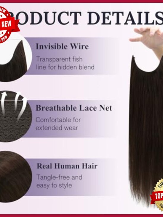 16 Inch Human Hair Extensions with Adjustable Wire Clip for Volume